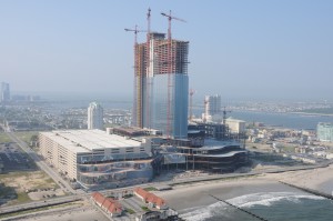 Revel Casino under construction in 2011. Opening in April 2012 and closing September 2014, the building was in operation less time than it took to construct it. Photo: Courtesy of Tishman Construction.
